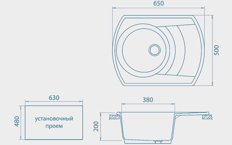Изображение Мойка мраморная "Granfest" GR-R650L Картинка Мойка мраморная "Granfest" GR-R650L