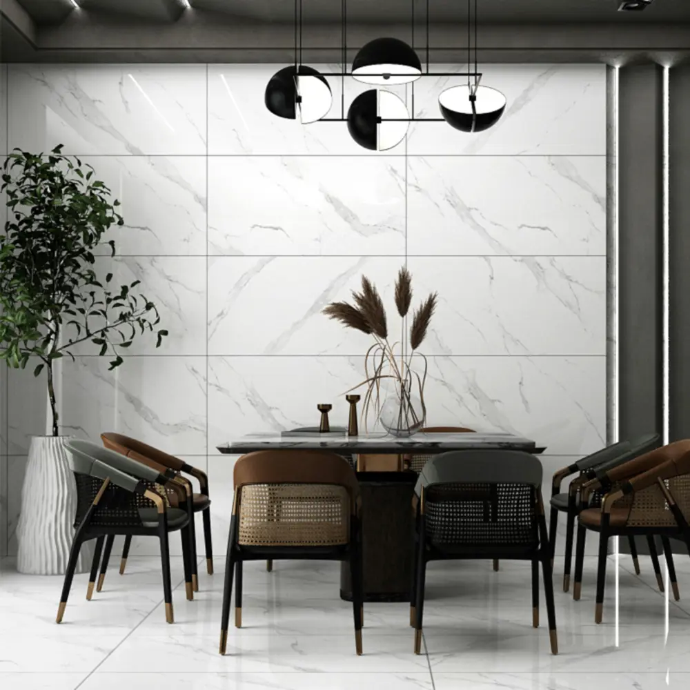 Керамогранит "Sonex" Carrara Polaris Glossy полированный 60x120 см 1.44 м2 цвет белый с серыми прожилками — купить в Тюмени