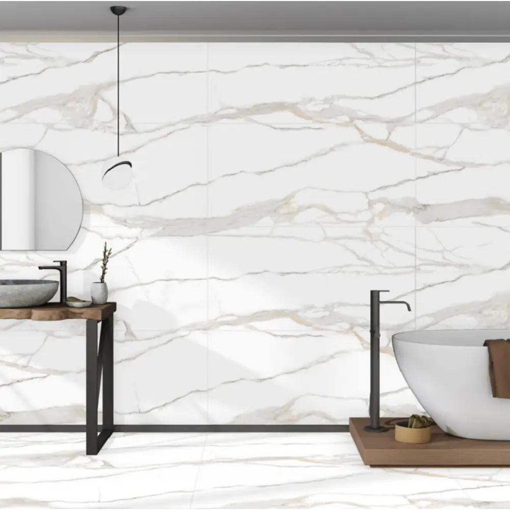 Керамогранит "Sonex" Statuario velencia карвинг 60x120см цвет белый с бежевыми разводами — купить в Тюмени